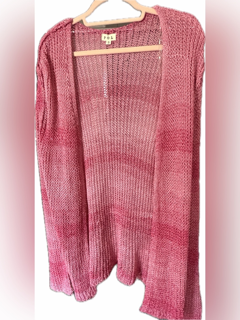 POL Lightweight Open Knit Cardigan in Rose Pink